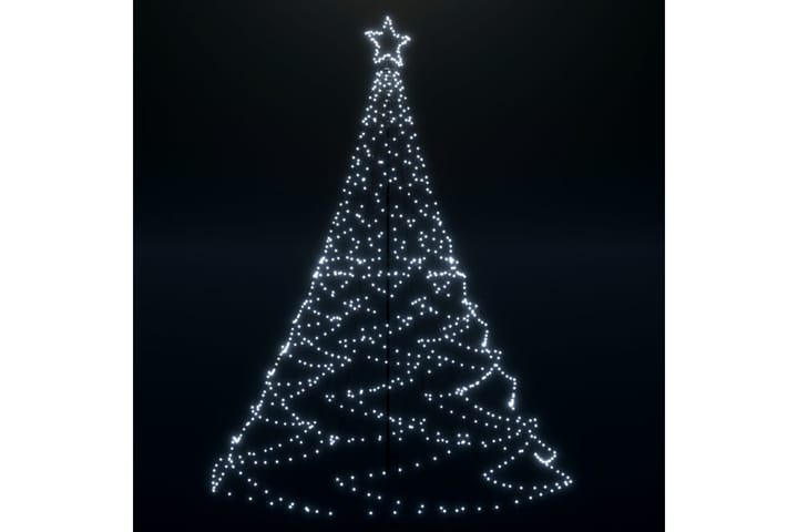Julgran med metallstång 500 LED kallvit 3 m - Vit - Julbelysning utomhus