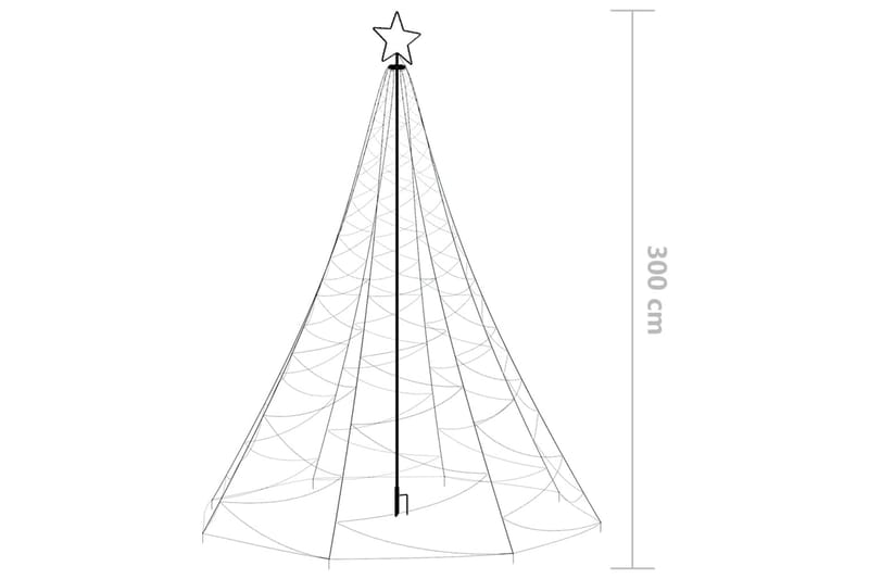 Julgran med metallstång 500 LED varm vit 3 m - Vit - Julbelysning utomhus