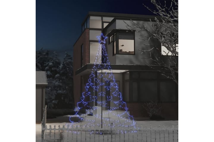 Julgran med metallstång 500 LEDs blå 3 m - Julbelysning utomhus