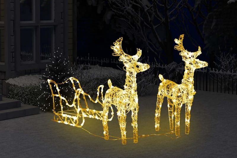 Juldekoration renar & släde 160 LED 130 cm akryl - Julbelysning utomhus
