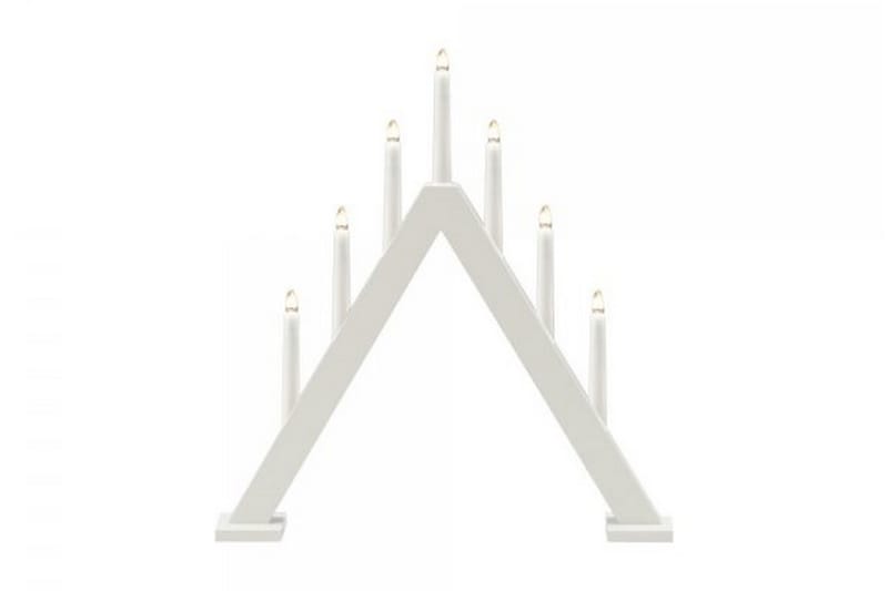 Elljusstake 7 ljus trä vit - Jullampor - Adventsljusstake