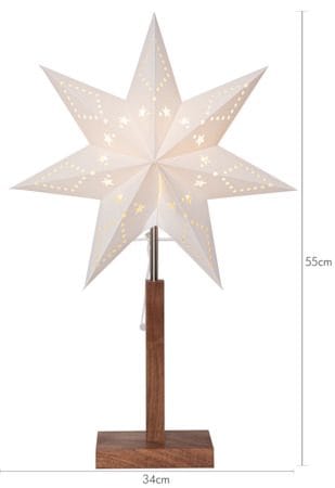 Karo Adventsstjärna på Fot 34 cm - Jullampa i papper & trä - Vit - Belysning - Julbelysning - Adventsstjärna