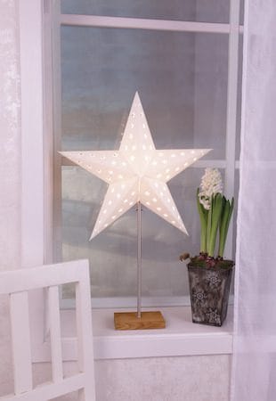 Leo Fot, skärm & stjärna 43 cm - vit/ek - Belysning - Julbelysning - Jullampor