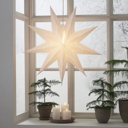Lysa Stor adventsstjärna 80 cm - Jullampa i papper - Vit - Belysning - Julbelysning - Adventsstjärna
