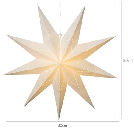 Lysa Stor adventsstjärna 80 cm - Jullampa i papper - Vit - Belysning - Julbelysning - Adventsstjärna