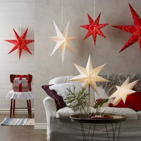 Sensy Pappersstjärna 54 cm med Sladdställ E14 - Vit - Belysning - Julbelysning - Adventsstjärna