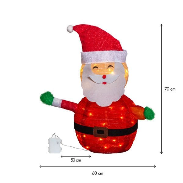 Tecidy Juldekoration Tomte 70 cm 45 LED Batteridriven - Röd|Vit|Grön - Belysning - Julbelysning - Julbelysning utomhus