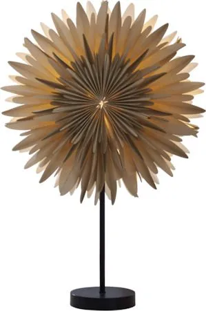 Winter Stjärna på fot 40 cm, beige med guldprickar/svart fot