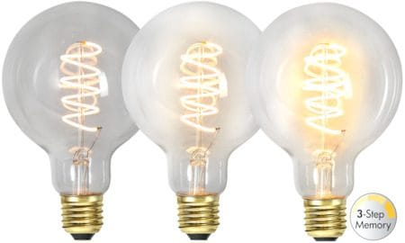 LED-lampa E27 G95 DecoSpiral 2100K 270 lm 3-stegsdimring med minne - Transparent - Belysning - Glödlampor & ljuskällor - Glödlampor
