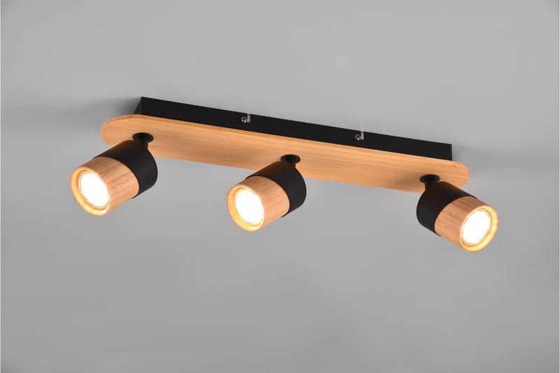 Aruni spotlight 3L GU10 trä/ mattsvart - Matt svart - Belysning - Spotlights & downlights - Downlight 230v