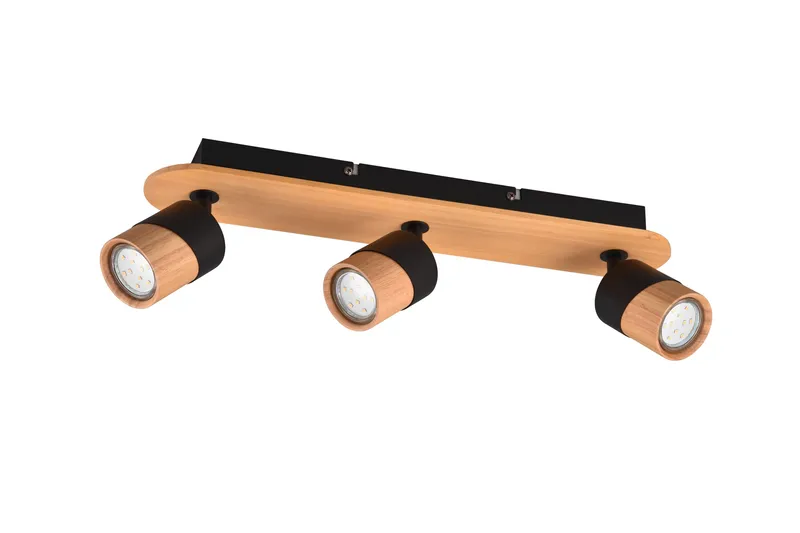 Aruni Spotlight 3L GU10 trä/ mattsvart, Matt svart