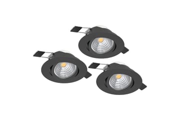 Infälld Lampa Eglo Saliceto 3 st Ø88 mm 2700K Svart - Svart - Belysning - Spotlights & downlights - LED downlight