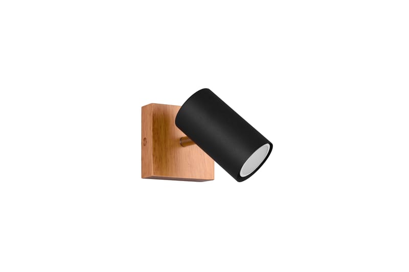 Marley spot 1L GU10 mattsvart/ trä - Matt svart/Natur - Belysning - Spotlights & downlights - Väggspotlight