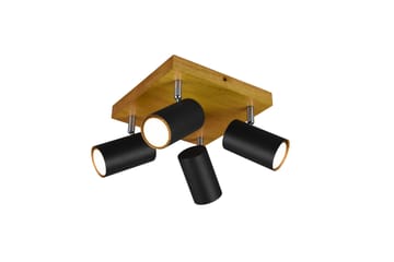 Marley spot 4L GU10 mattsvart/ trä - Matt svart/Natur - Belysning - Spotlights & downlights - Takspotlight