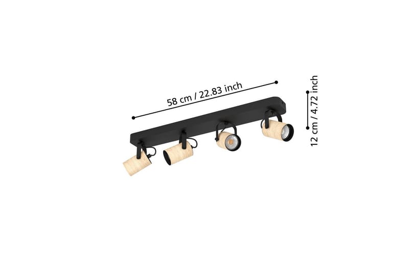 Spotlight Eglo Cayuca med 4 Lampor - Svart/Brun - Belysning - Spotlights & downlights