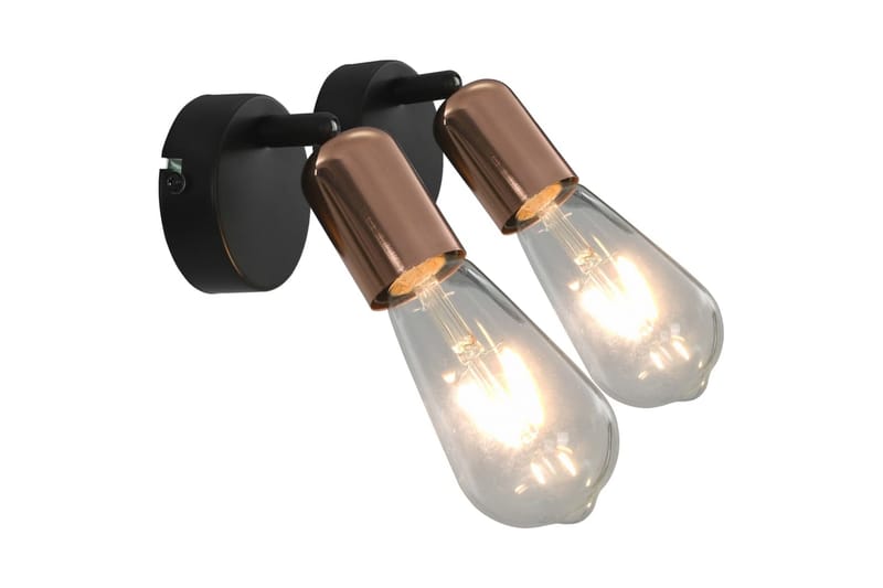 Spotlights 2 st svart och koppar E27 - be Basic - Väggspotlight - Spotlights & downlights - Hall lampa