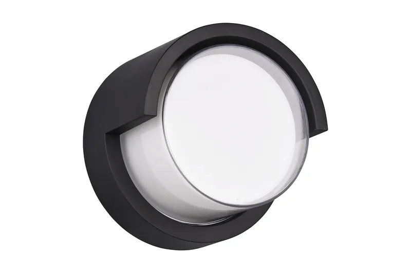 Puno LED vägglampa rund mattsvart, Matt svart