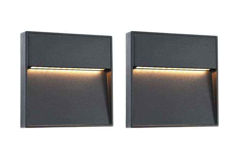 Utomhusvägglampa LED 2 st 3 W svart fyrkantig - Svart - Fasadbelysning & vägglyktor - LED belysning utomhus