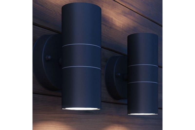 Utomhusvägglampa LED 2 st rostfritt stål uppåt/nedåt - be Basic - Fasadbelysning & vägglyktor