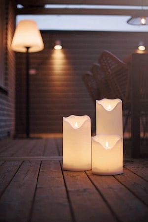 Flamme Grand LED Blockljus 20 cm - vit - Belysning - Utelampor & utomhusbelysning - Bordslampa utomhus