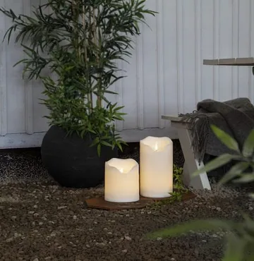 Flamme Grand LED Blockljus 20 cm - vit - Belysning - Utelampor & utomhusbelysning - Bordslampa utomhus