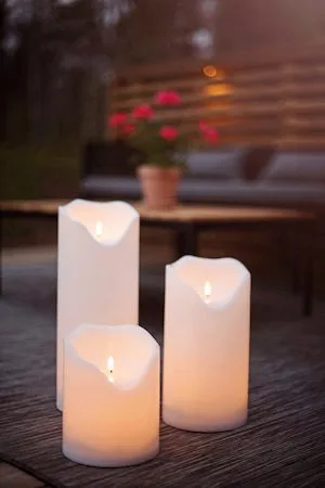 Flamme Grand LED Blockljus 20 cm - vit - Belysning - Utelampor & utomhusbelysning - Bordslampa utomhus