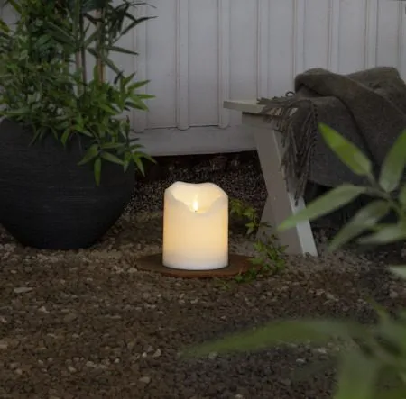 Flamme Grand LED Blockljus 20 cm - vit - Belysning - Utelampor & utomhusbelysning - Bordslampa utomhus
