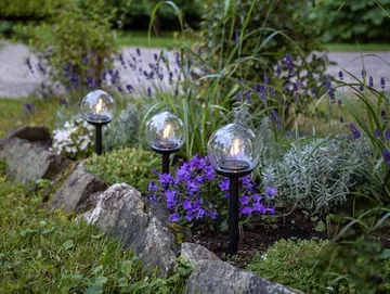 Globe 3 pack Solcellspollare 25 cm - svart och klar - Belysning - Utelampor & utomhusbelysning - Pollare
