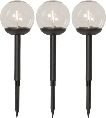 Globe 3 pack Solcellspollare 25 cm - svart och klar - Belysning - Utelampor & utomhusbelysning - Pollare