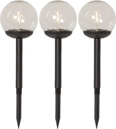 Globe 3 pack Solcellspollare 25 cm - svart och klar - Belysning - Utelampor & utomhusbelysning - Pollare