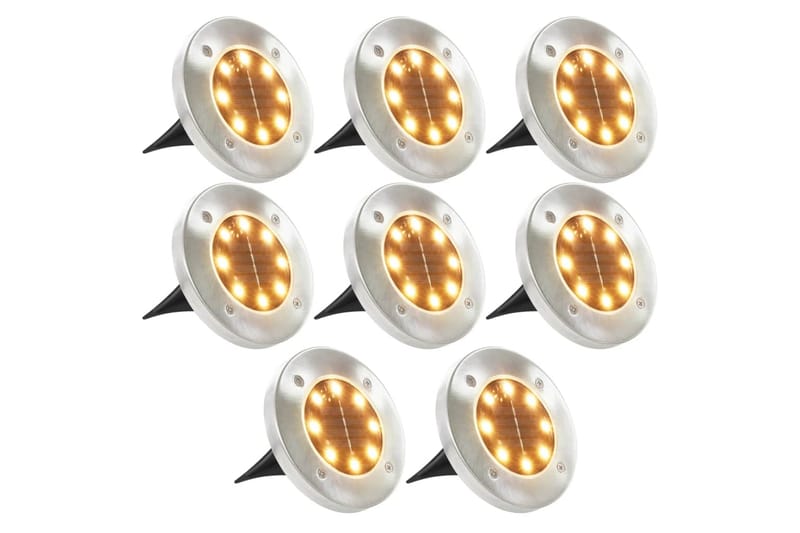 Marklampor soldrivna 8 st LED varmvit - Vit - Trädgårdsbelysning - LED belysning utomhus - Markbelysning