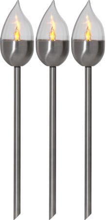 Olympus 3 pack Solcellspollare 40 cm - silver - Belysning - Utelampor & utomhusbelysning - Pollare