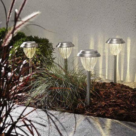Palma 4 pack Solcellspollare 28 cm - silver - Belysning - Utelampor & utomhusbelysning - Pollare