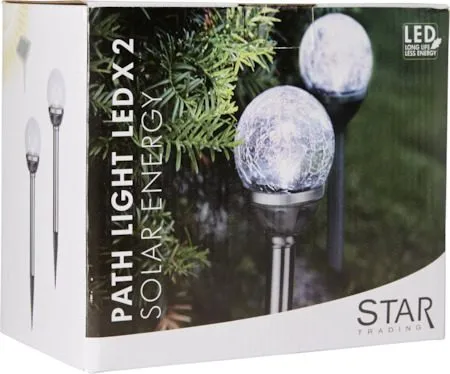 Roma 2 pack Solcellspollare 26,5 cm, silver/klar