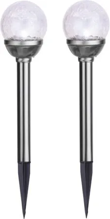Roma 2 pack Solcellspollare 26,5 cm - silver/klar - Belysning - Utelampor & utomhusbelysning - Pollare