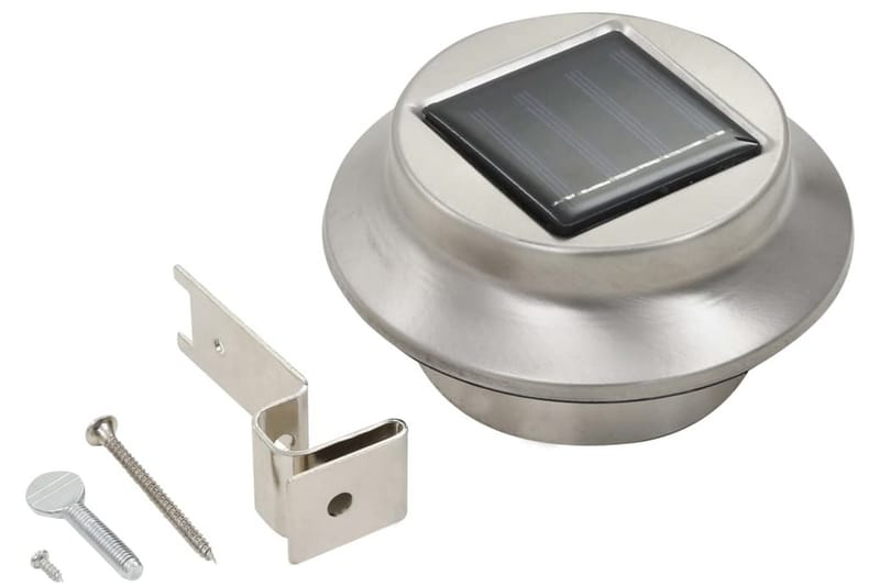 Sollampa LED set 6 st rund 12 cm vit - Silver - Trädgårdsbelysning - Solcellsbelysning
