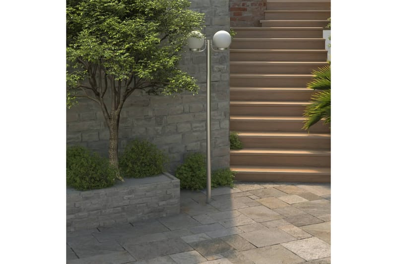 Trädgårdslampa 2 lampor 220 cm - Vit - Stolplykta & grindlykta