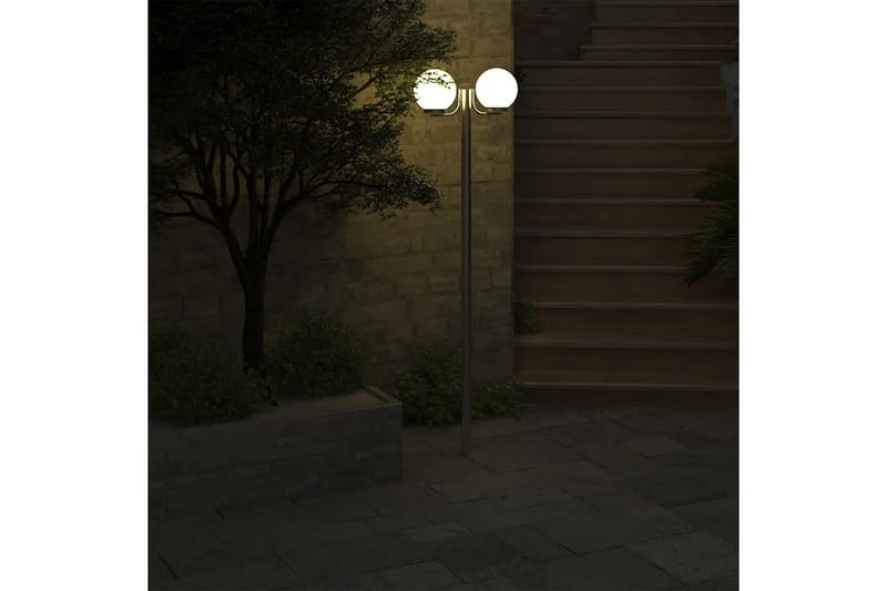 Trädgårdslampa 2 lampor 220 cm - Vit - Stolplykta & grindlykta