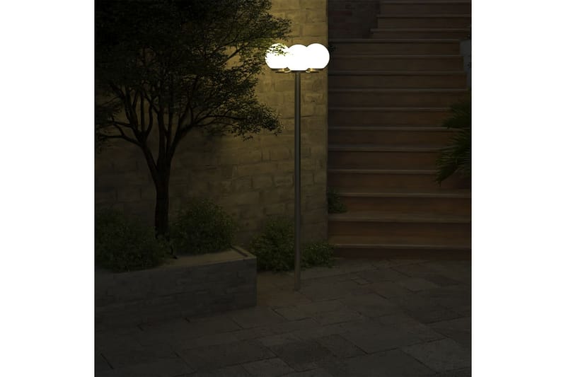 Trädgårdslampa 3 lampor 220 cm - Vit - Stolplykta & grindlykta