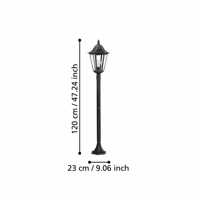 Trädgårdslykta Navedo - Svart/Silverpatina, 1200 mm - Belysning - Utelampor & utomhusbelysning - Stolplykta & grindlykta