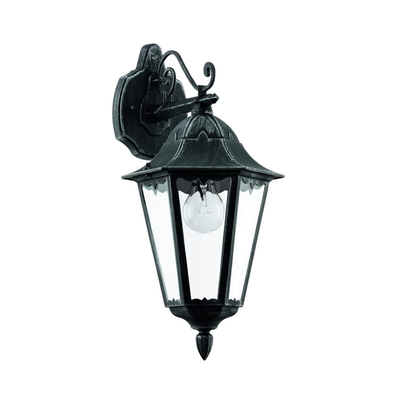 Utvändig vägglampa Navedo Nedåtriktad, Svart/Silverpatina