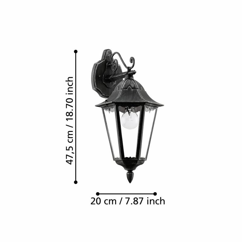 Utvändig vägglampa Navedo Nedåtriktad - Svart/Silverpatina - Belysning - Utelampor & utomhusbelysning - Fasadbelysning & vägglyktor
