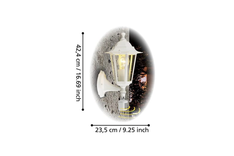 Vägglampa Eglo Laterna 5 Solcell med Sensor - Vit - Belysning - Utelampor & utomhusbelysning - Stolplykta & grindlykta