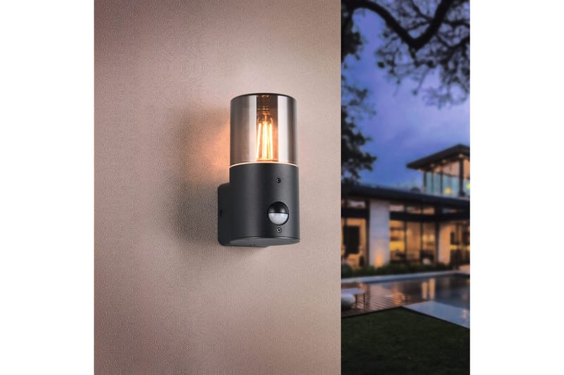 Vägglampa Hoosic - 1 lampa, Mattsvart, Med rörelsesensor - Belysning - Utelampor & utomhusbelysning - Fasadbelysning & vägglyktor