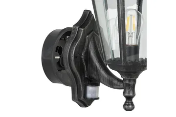 Vägglampa Utebelysning Eglo Navedo med Sensor Svart, Silverpatinerad Klar - Svart/Silver - Belysning - Utelampor & utomhusbelysning - Fasadbelysning & vägglyktor