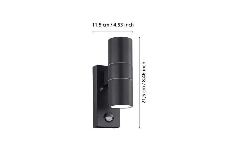 Vägglampa Utebelysning Eglo Riga 5 med 2 Lampor och Sensor Antracit Klar - Antracit - Belysning - Utelampor & utomhusbelysning - Fasadbelysning & vägglyktor