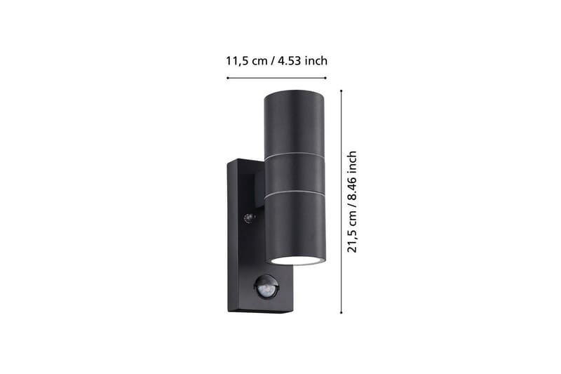 Vägglampa Utebelysning Eglo Riga 5 med 2 Lampor och Sensor Antracit Klar - Antracit - Belysning - Utelampor & utomhusbelysning - Fasadbelysning & vägglyktor