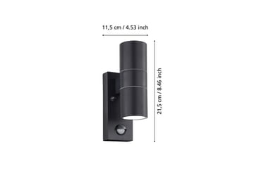 Vägglampa Utebelysning Eglo Riga 5 med 2 Lampor och Sensor Antracit Klar - Antracit - Belysning - Utelampor & utomhusbelysning - Fasadbelysning & vägglyktor