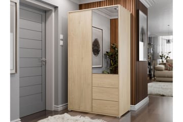 Agawal Garderob med Spegel 100x175 cm - Brun - Förvaring - Garderober & garderobssystem