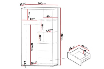 Agawal Garderob med Spegel 100x175 cm - Brun - Förvaring - Garderober & garderobssystem
